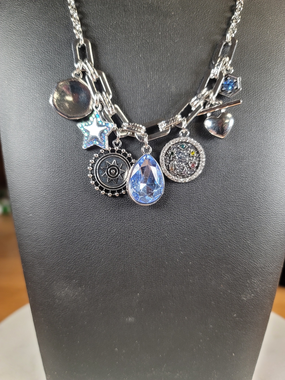 paparazzi Silver Necklace with Blue Crystal Charms - Picture 2 of 2